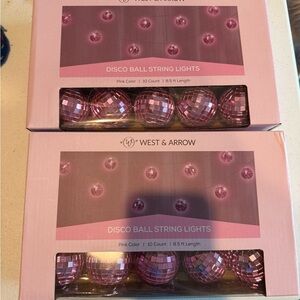 West & Arrow Pink Disco Ball String Lights